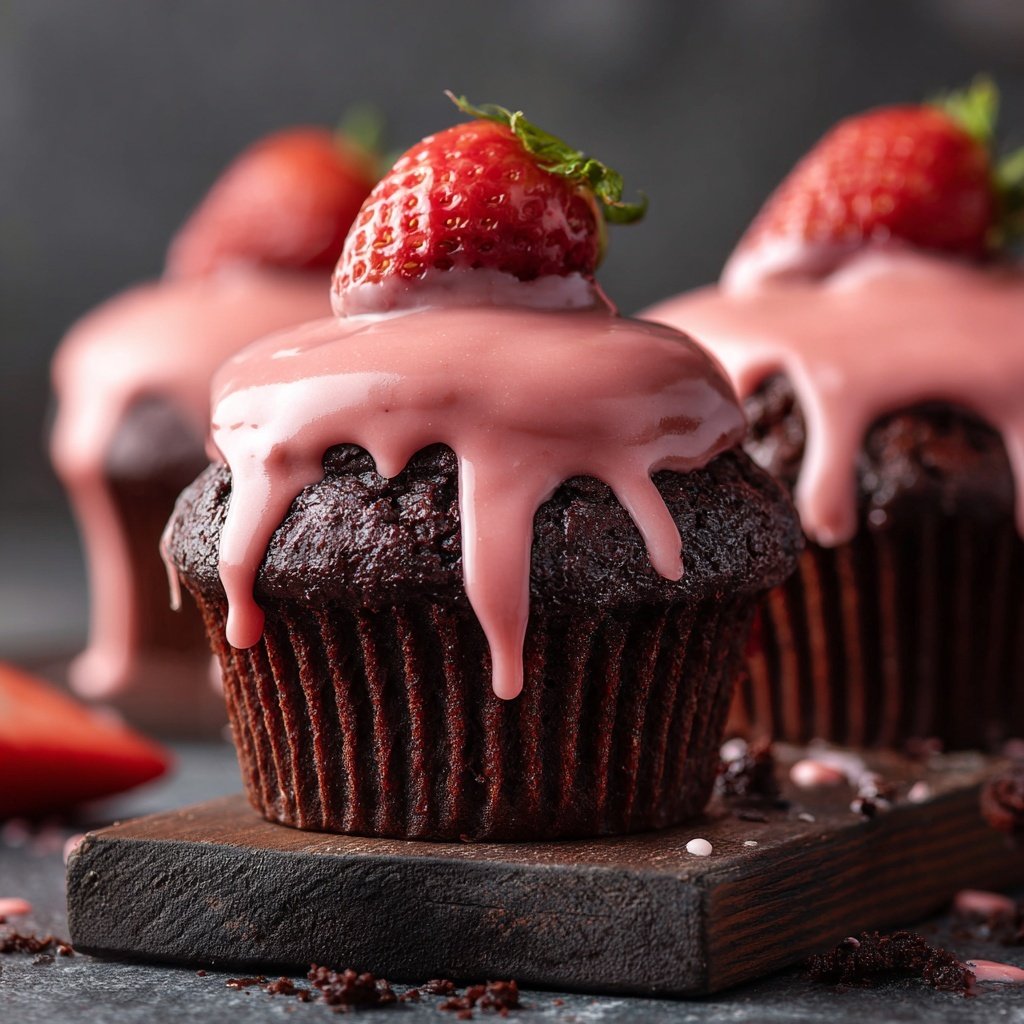 Double Chocolate Strawberry Cupcakes